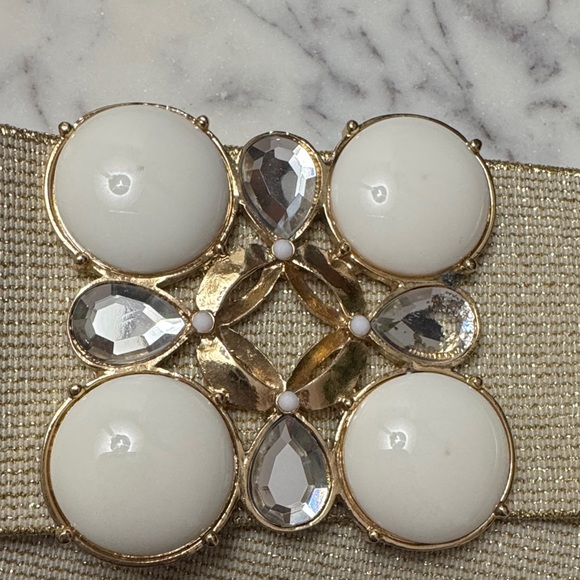 Lilly Pulitzer Jewel Gold and White Women's Belt - Picture 3 of 12